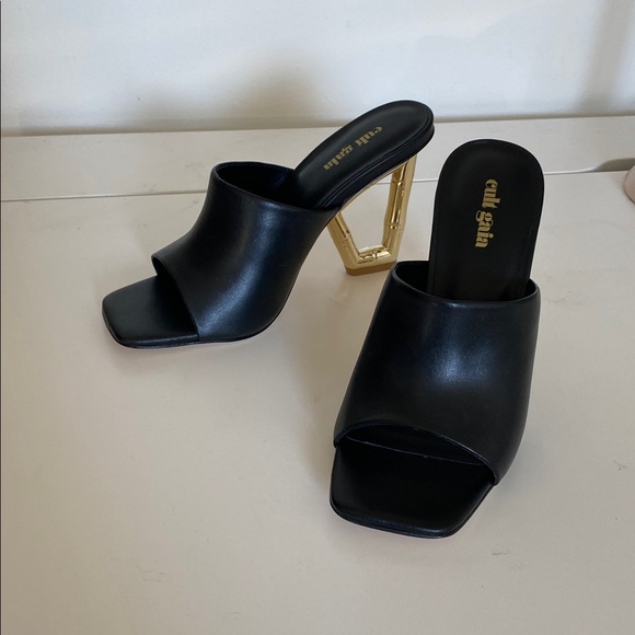 NWOB Cult Gaia Astaea Sandals Women's Black Open Toe Slip On bamboo-style - Picture 11 of 17